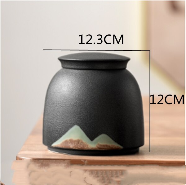 Chinese Ceramic Tea Pot Sealed Ceramic Storage Pot Household Black Tea Storage Tank Household Stoneware Tea Pot Decoration: E-1PCS