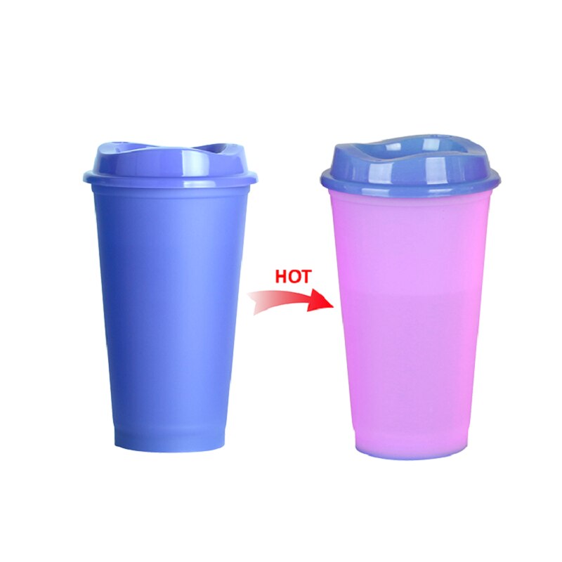 5pcs/set Color Changing To-Go Cups 16OZ color changing reusable plastic cup Magic Tumblers Birthday
