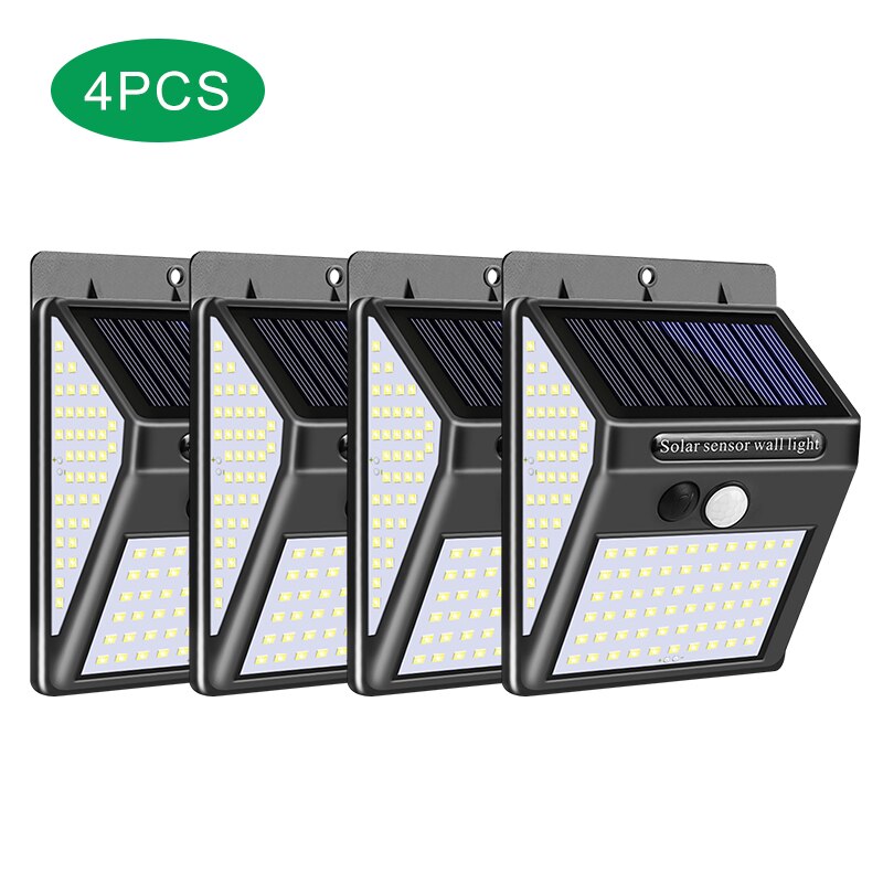 1/2/4PCS LITOM 140 LEDS Solar Light Energy Solar Garden Light IP65 Waterproof PIR Motion Sensor Sunlight For Garage Yard Outdoor: 4PCS