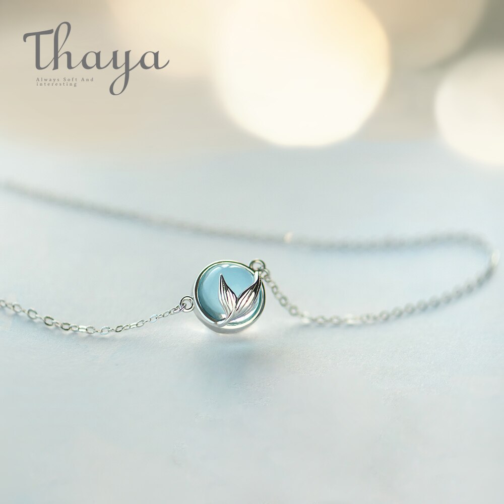 Thaya Mermaid Foam Bubble Crystal Necklace s925 silver Mermaid Tail Blue Pendant Necklace for Women Jewelry