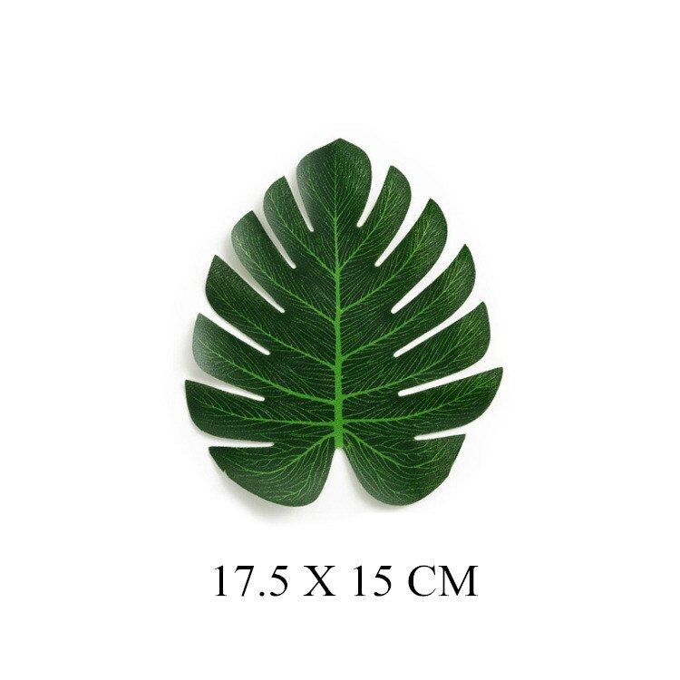12pcs Green Artificial Tropical Palm Tree Monstera Leaves Wedding Home Garden Office Bedroom Decoration Photography Background: 17cm