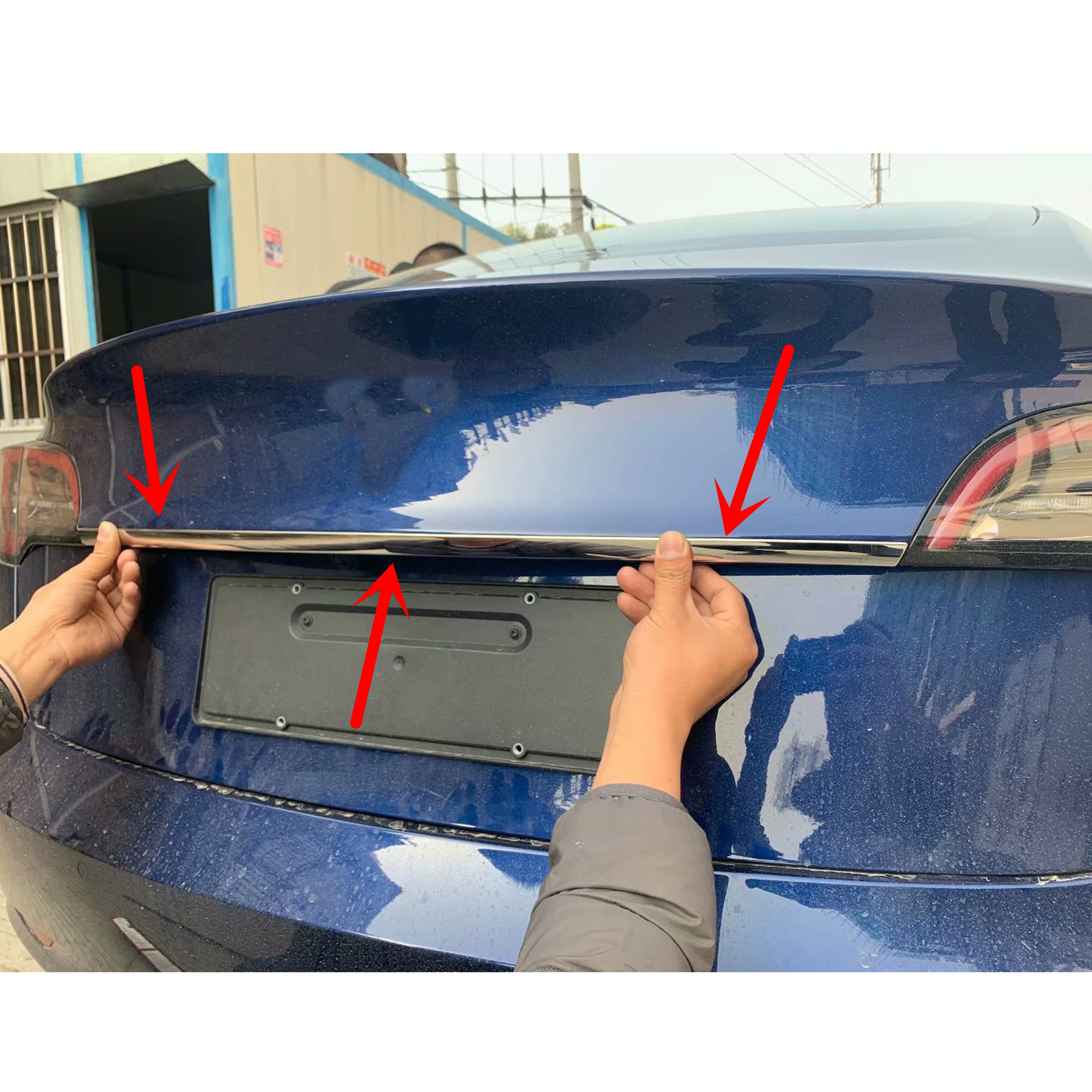 Voor Tesla Tnc Model 3 Hoogwaardige rvs Kofferbak Deksel Deksel Bekleding Auto-styling