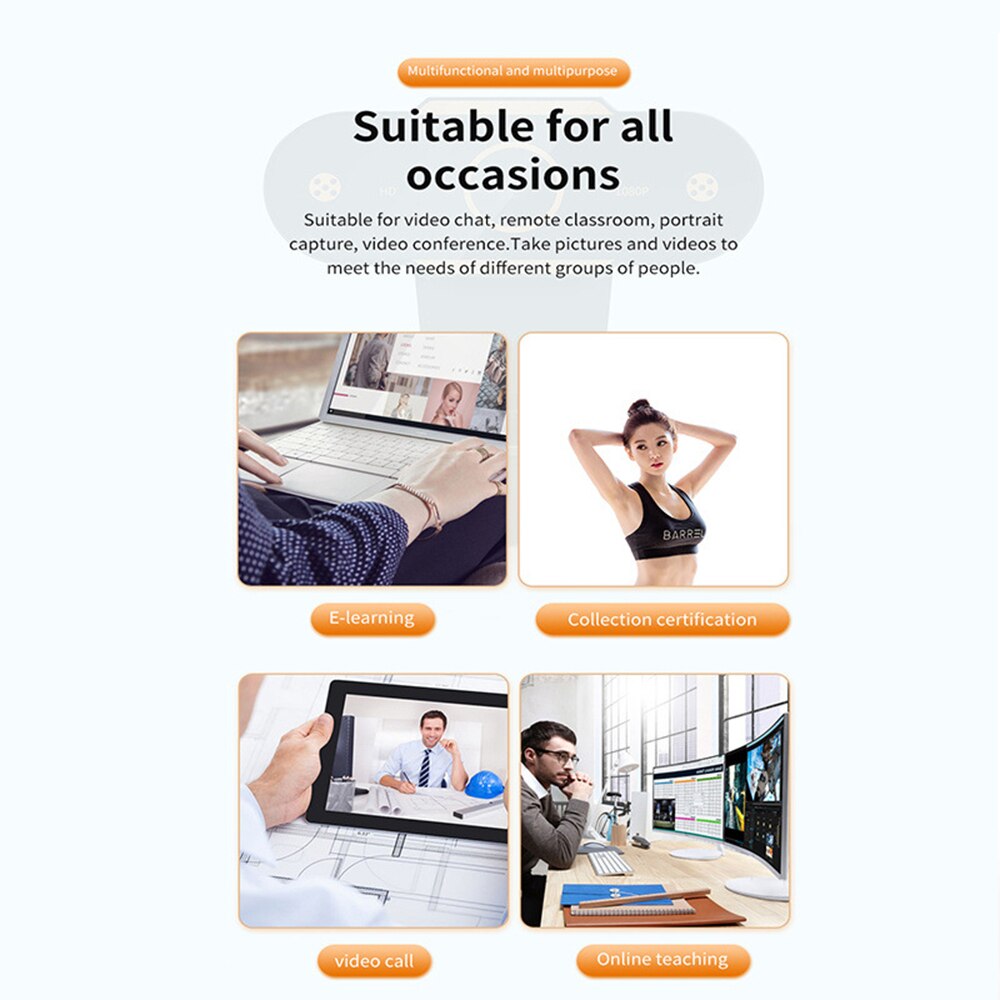 1080P 2K computer camera with microphone camera for kid Mini Computer PC Web Camera Broadcast Video Calling Conference USB Plug