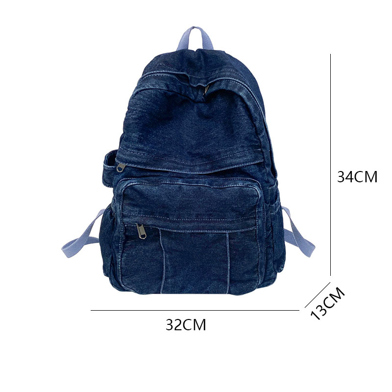 Denim Vintage Backpack Women Shoulder Bag Large Capacity Jeans School Bag Female Daily Backpack Simple Laptop Backpack