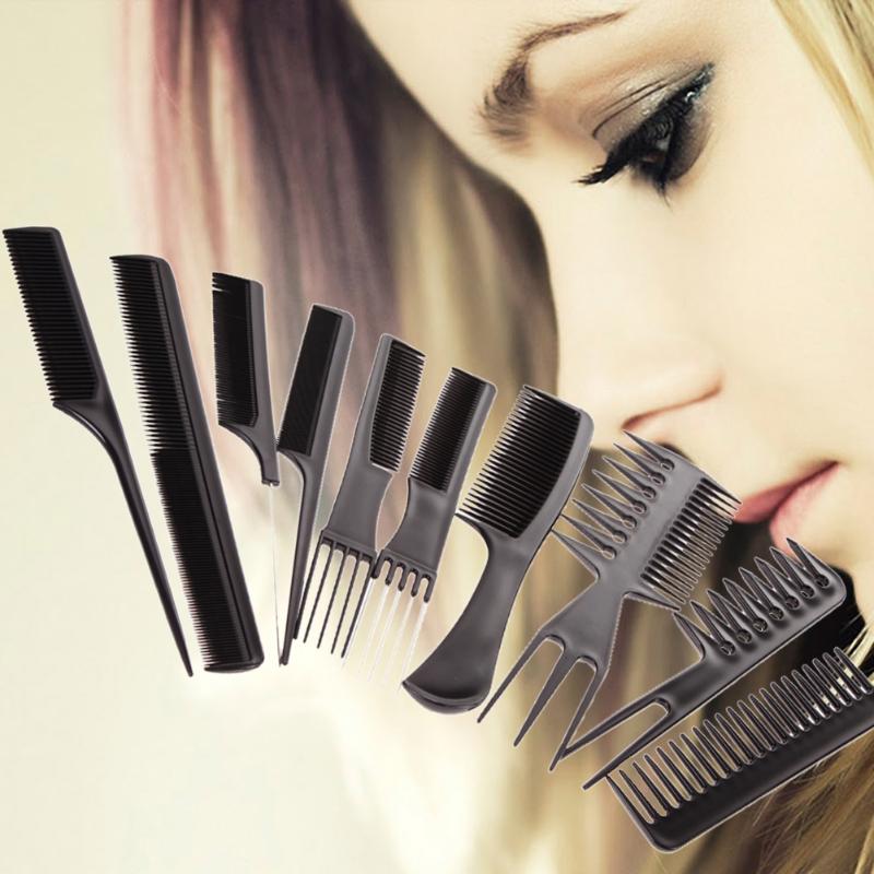 10Pc Kappers Kam Voor Kapsel Antistatische Hairstyling Kam Carbon Fibre Kam Set Voor Salon Zwarte Kleur