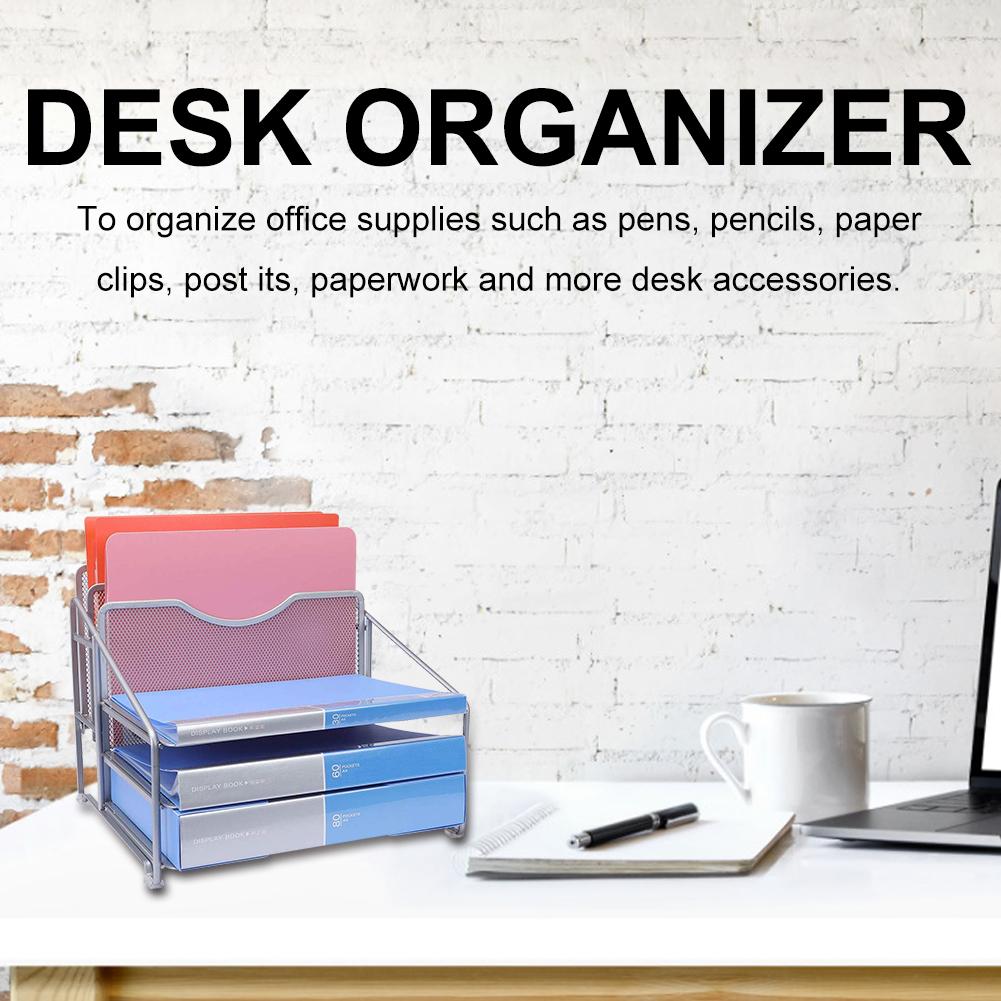 5 Grid File Storage Shelf Book Stand Desk Organizer File Folder Rack Desktop Document Office Supplies Folders Mail Stationary