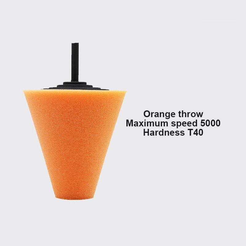 Almohadilla de espuma para pulir faros de coche, Kit de almohadillas de pulido en forma de cono para pulir neumáticos, buje de rueda: Orange