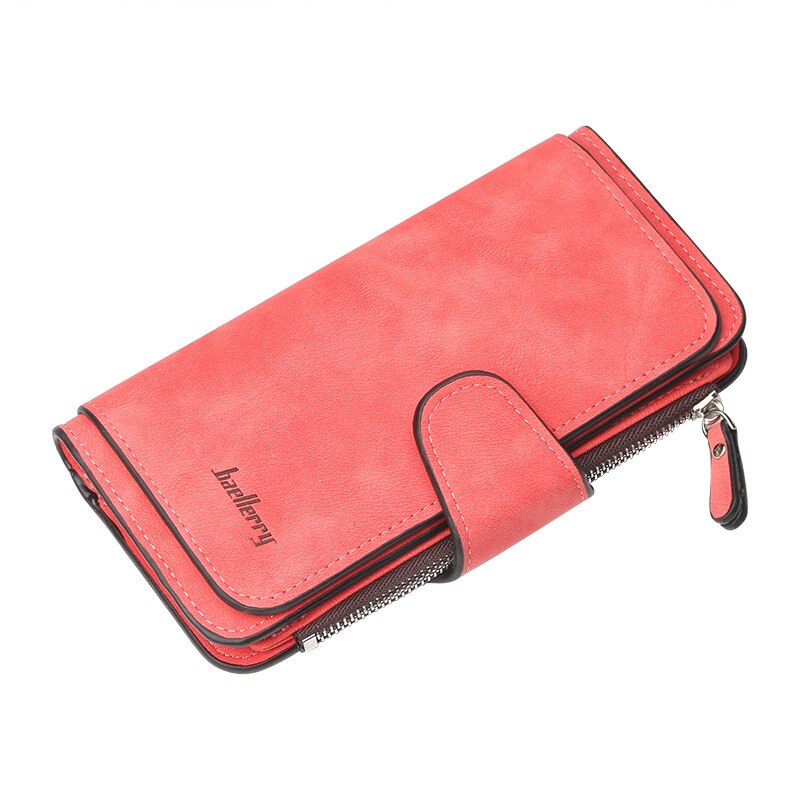 Baellerry nouvelle fermeture à glissière boucle femmes portefeuilles trois fois multi-carte portefeuille givré deux couleurs tissu carte sac porte-monnaie: Red