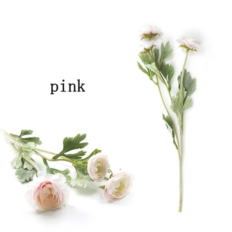 1 stk kunstig ranunkel blomster rosebusk silkeblomster knopp brudebukett gjør-det-selv bryllupsdekorasjoner: Rosa