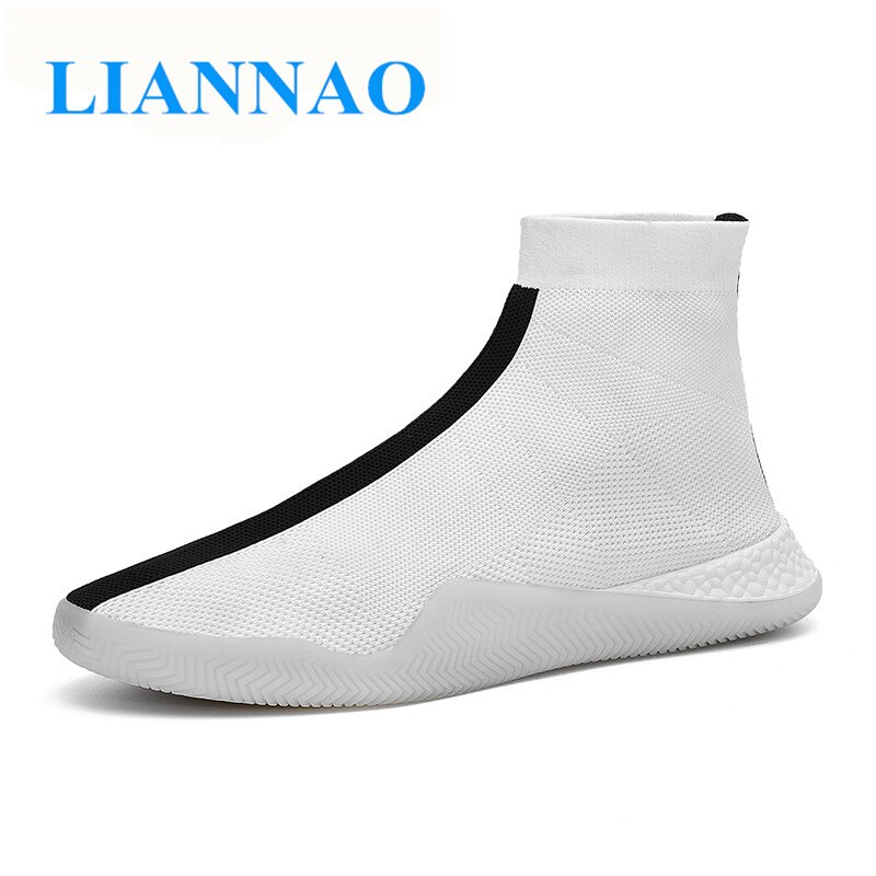 Mode Hoge Top Casual Schoenen Voor Mannen Ademende Flats Mannen Sneakers Elasticiteit Mannen Sok Schoenen Wandelschoenen tenis masculino