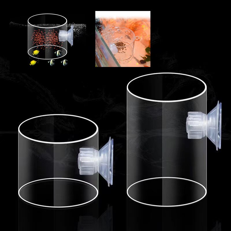Aquarium Fish Feeder Acrylic Transparent Aquarium Fish Bowl Feeding Ring With Suction Cup Fish Tank Feeder Aquarium Accessories