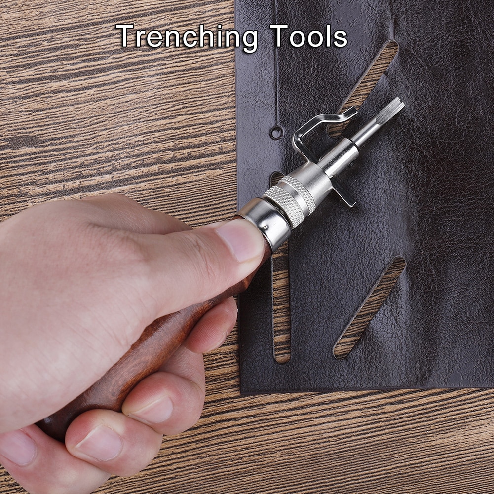 5 in 1 DIY Leathercraft Leather Craft Stitching Tool Set Edge Press Kit Adjustable Pro Stitching Groover Crease Leather Tools