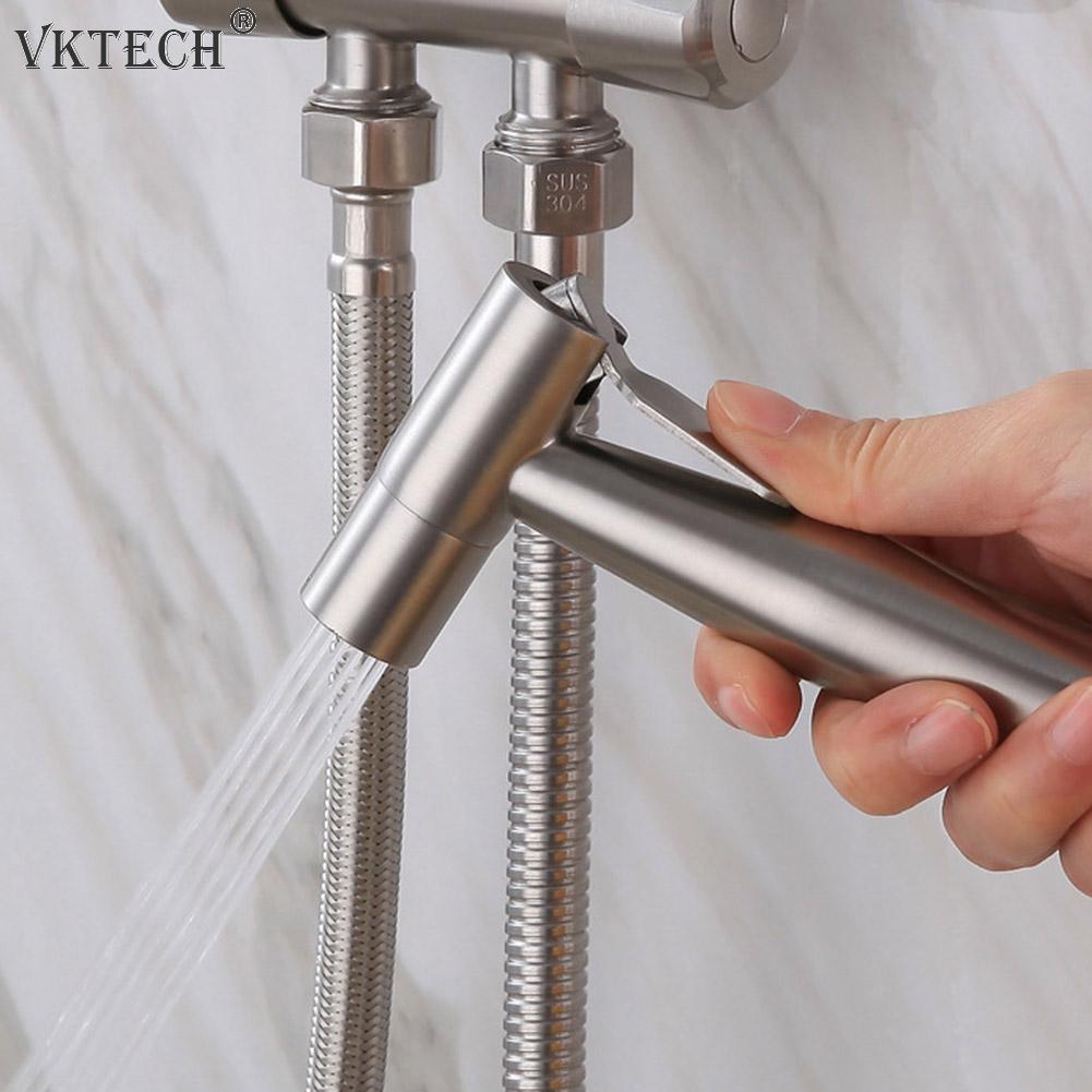 Handheld Bidet Sproeier Set Rvs Zelfreinigende Rinser Douchekop Bidet Kraan Voor Badkamer Handspuit