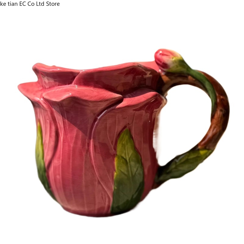 Tasse en céramique Rose de 485ml, tasse à café en céramique Rose dessinée à la main, tasse à thé en fleur de campagne de Style européen, tasse à lait, nouveaux pour la maison