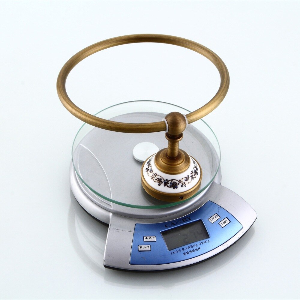 Towel Rings Antique Bronze Ceramic Wall Mounted Towel Holder Towel Ring Brass Construction Bathroom Accessories 9222K