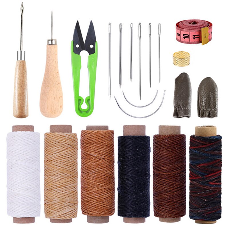 MIUSIE Leather Waxed Thread Sewing Kits Hand Sewing Needles with Leather Craft for Leather Canvas DIY Sewing Accessories: Tpye 4