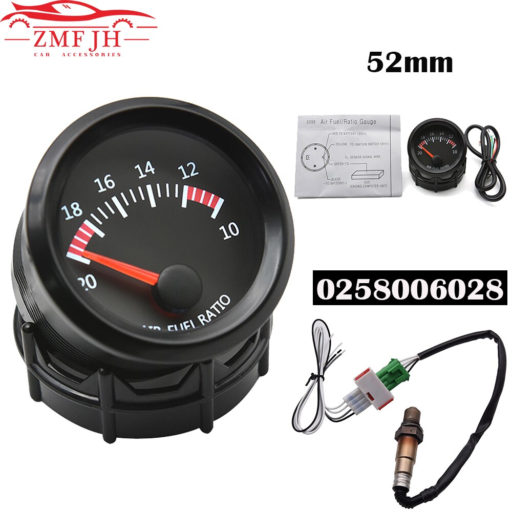 Indicador Digital Universal de relación aire-combustible de 52mm con Sensor de oxígeno Narrowband, medidor de coche apto para coche de 12V, OEM: 0258006028, 6238SW