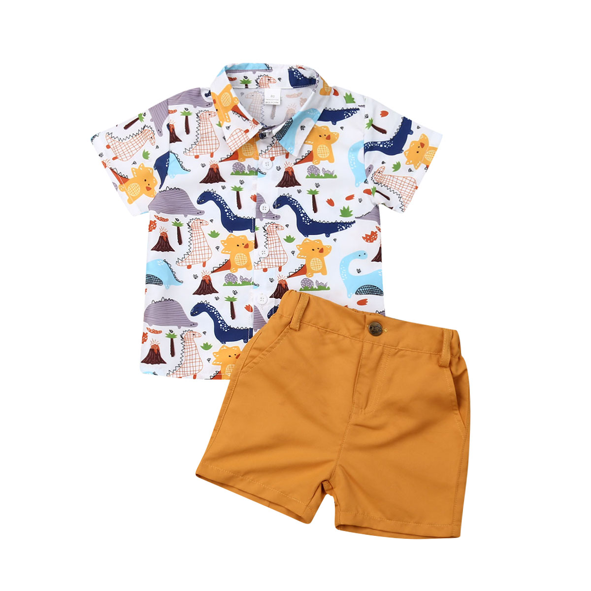 1-6y sommer småbørn børn baby drenge tøj sæt dinosaur print kortærmet skjorte top shorts outfits herre tøj