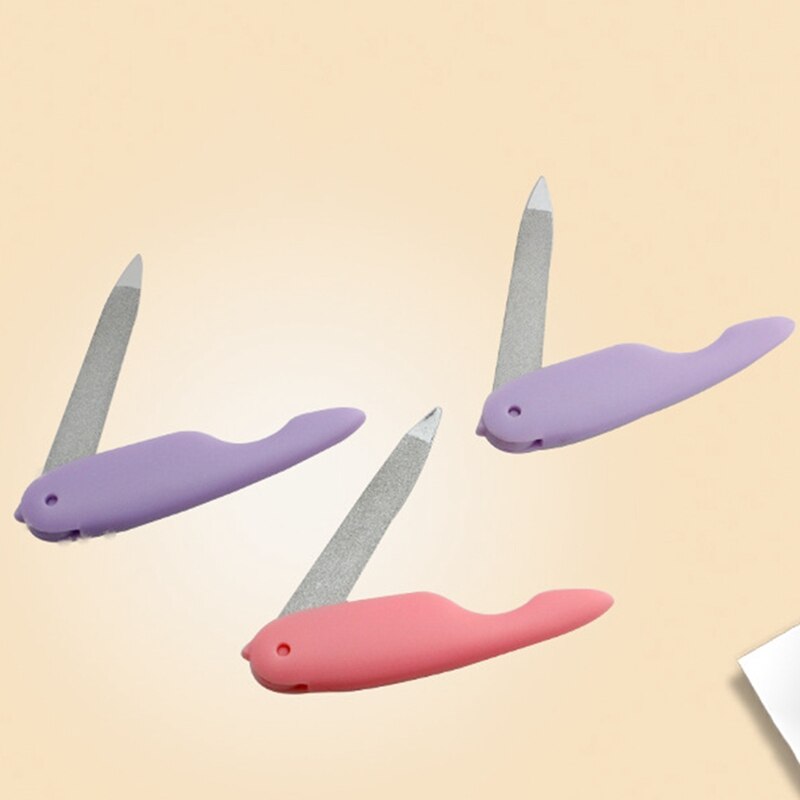 1 Pcs Cartoon Folding Nail File Metalic Stainless Steel Fold Purple Cuticle Lime A Professionel Tool Files Random Color