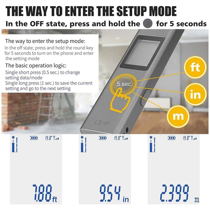 Afstand Meter, Meten Tool 131ft/40M Gebied Volume ... – Vicedeal