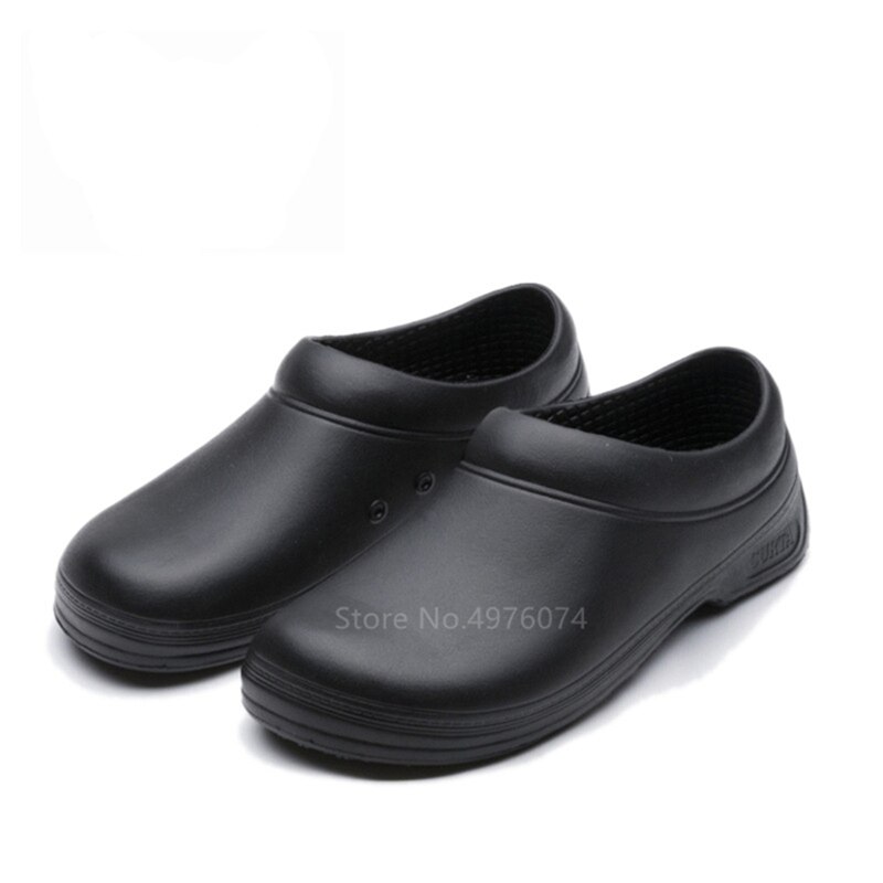 Chaussures en cuir EVA étanches à l'huile pour homme Service alimentaire, pantoufles de travail respirantes résistantes à l'huile et à l'huile pour maître noir de cuisine: 43