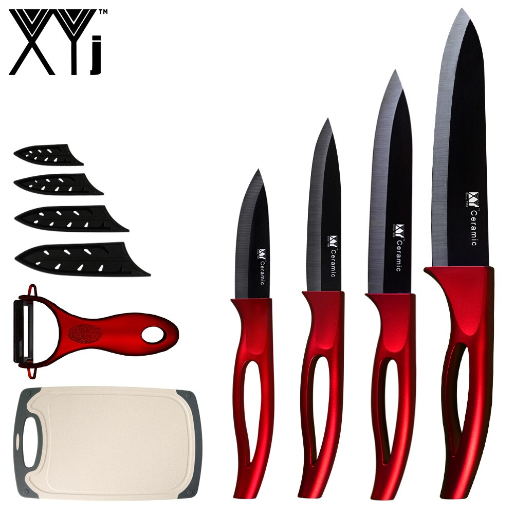 XYj Ceramic Kitchen Knife White Sharp Blade Zirconium 6"Chef Cooking Knife With Cutting Board Easy Clean Knife Set: A