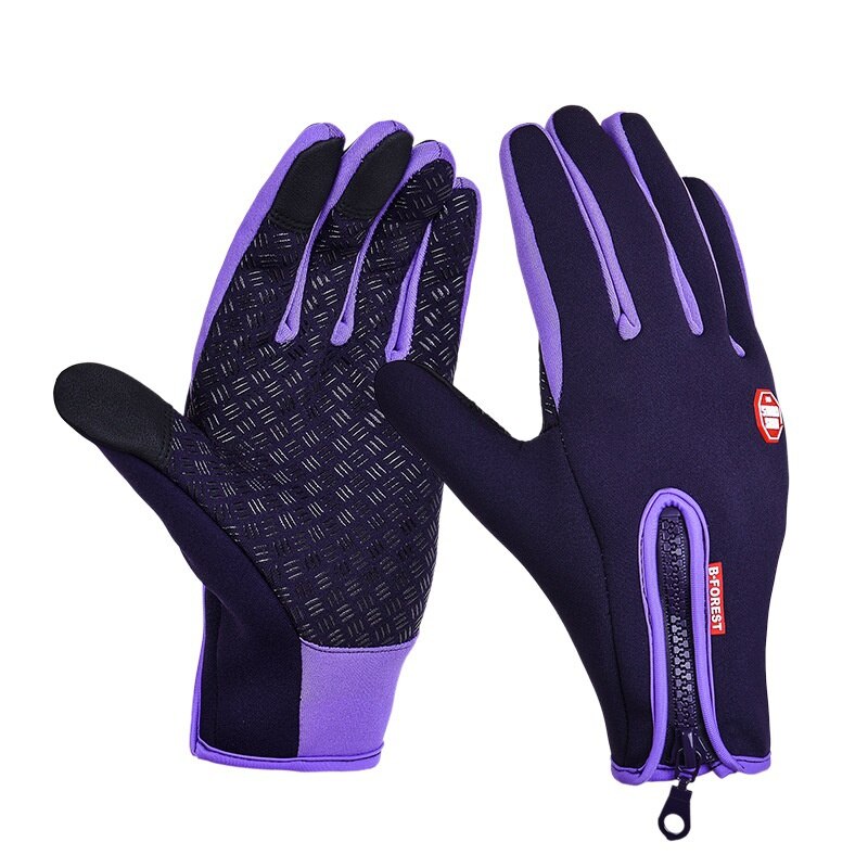 1 par unisex fullfinger neopren pu pustende hanske skinn varm pesca Fitness karpefiske tilbehør vinter fiskehansker: Lilla / Xl