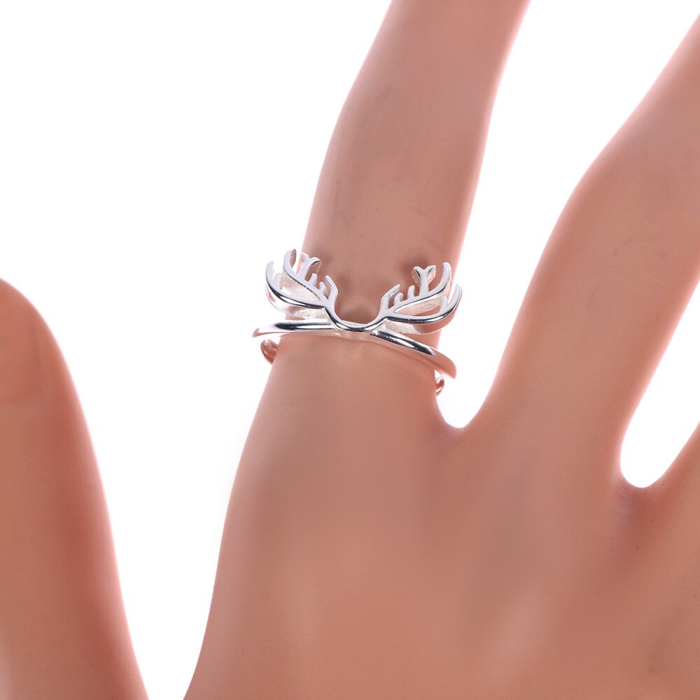 Mode Vrouwen Opening Vinger Ring Elegante Herten Gewei Verstelbare Ring Voor Vrouwen Meisjes Sieraden