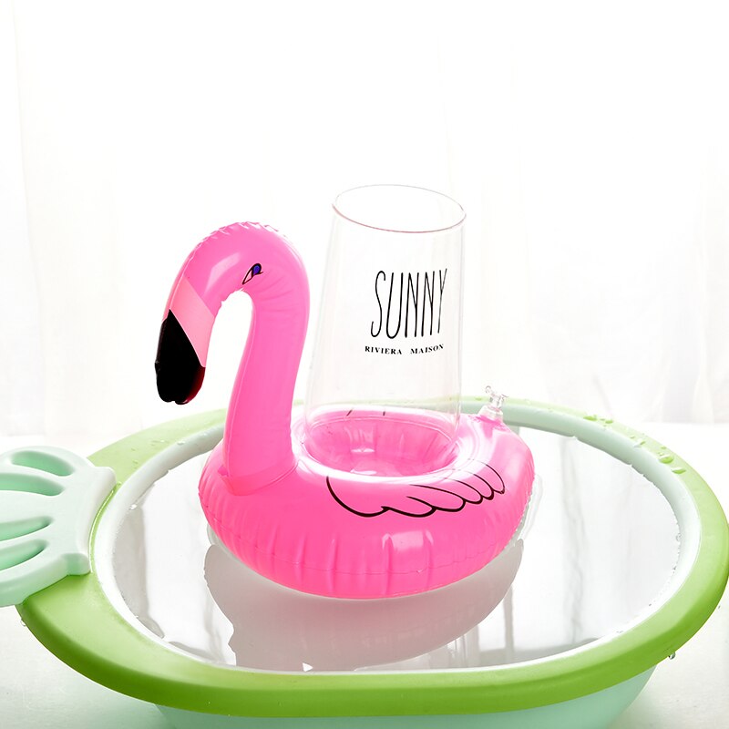 5 st/lot mini rosa flamingo uppblåsbar telefon dryck mugghållare flytande leksakspool kan festa badleksak