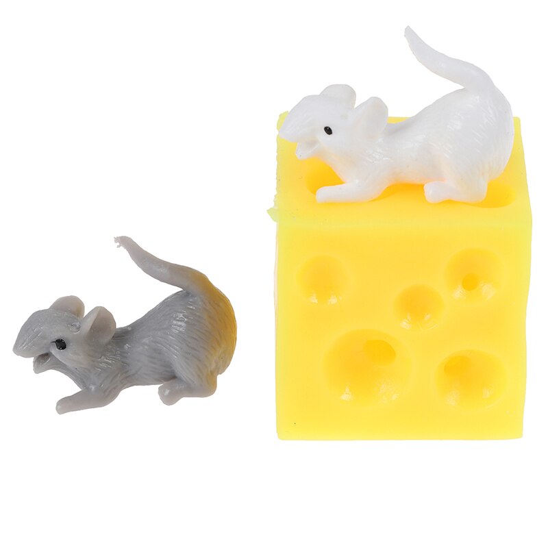 Souris drôles et fromage doigt presser jouets Slime Extrusion souris extensibles cacher dans le trou de fromage bloc Latex Stressbusting Fidget jouet