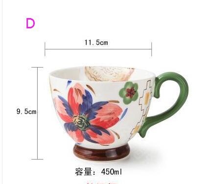 nordisch Kaffee Tasse Frühstück Tasse Hand Gemalt Suppe tasse Kreative Keramik Becher Getreide becher Wasser Tassen Erleichterung becher CL09282206: D
