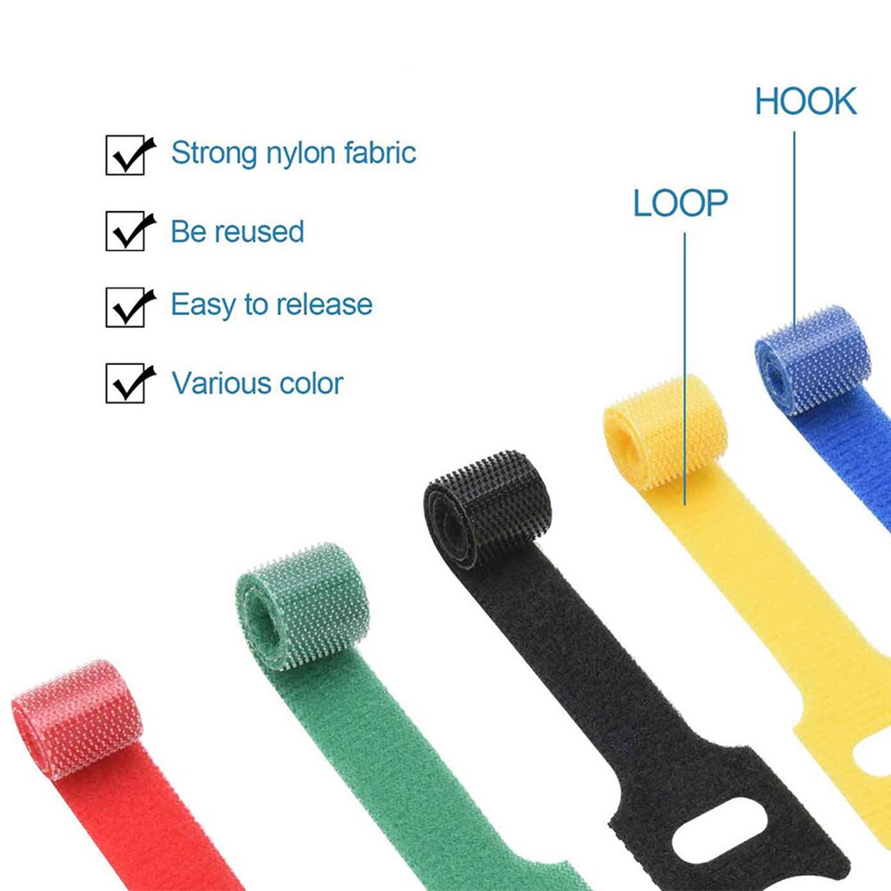 50 stk genanvendelig nylon fast magisk klistermærke binding kabelbindere praktisk krogløkke t type wire management værksted kontor