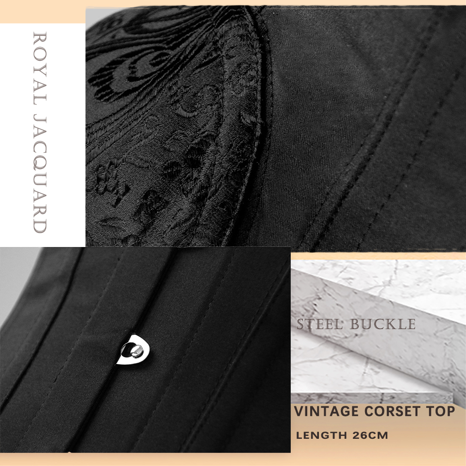 Underbust Steampunk Corset Waist Control Gothic Corsets Cincher Bustiers Embroidery Short Waist Trainer Women Binders Shapers