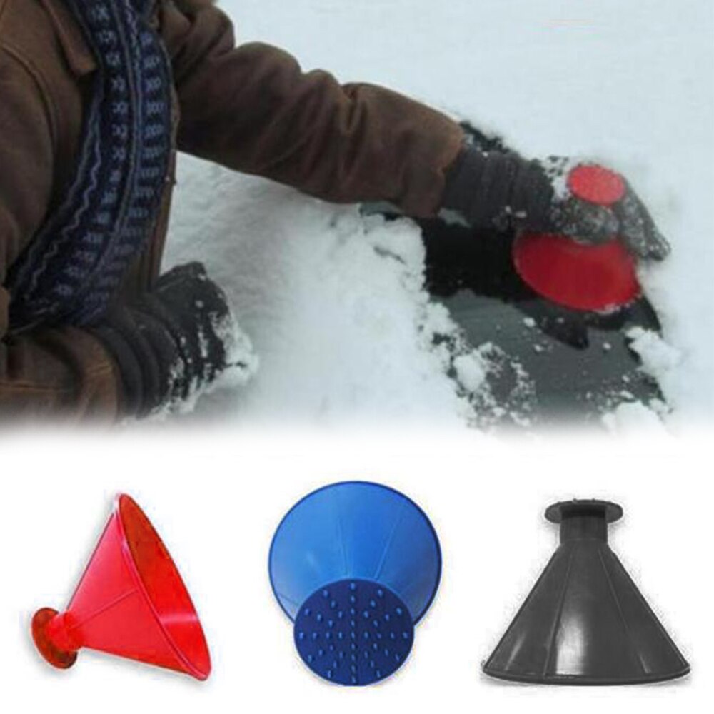 Car Windshield Snow Remover Auto Magic Window Glass Ice Scraper Shaped Funnel Cone Deicing Tool One Round Universal