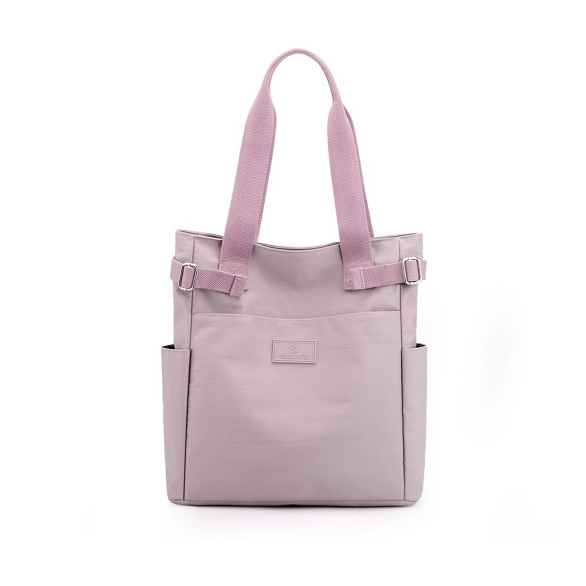 bolso de mano para mujer, bandolera púrpura, color sólido, gran capacidad, bolso de mano simple de nailon para estudiante