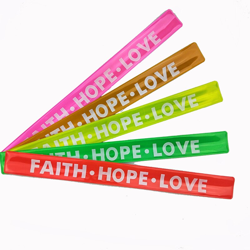 30CM GLAUBE HOFFNUNG LIEBE Reflektierende Armbinde streifen schlagen Band armbänder Fahrrad binden Hosen Bein Gurt für lauf reiten sicherheit