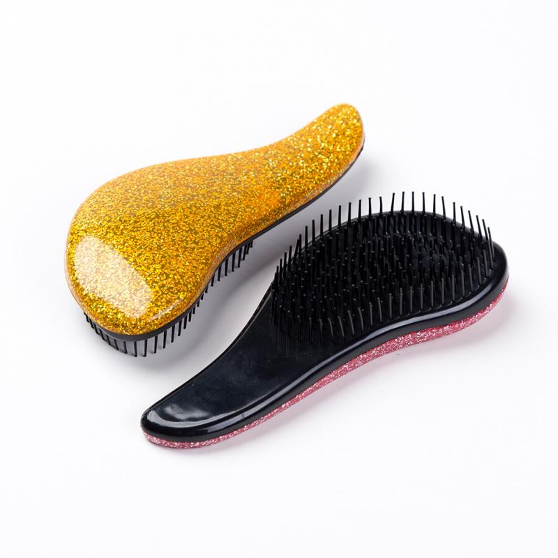 Beauty – Mini peigne chauffant Anti-statique pour Massage du cuir chevelu, brosse à cheveux démêlante, artisanat à paillettes, accessoires de coiffure