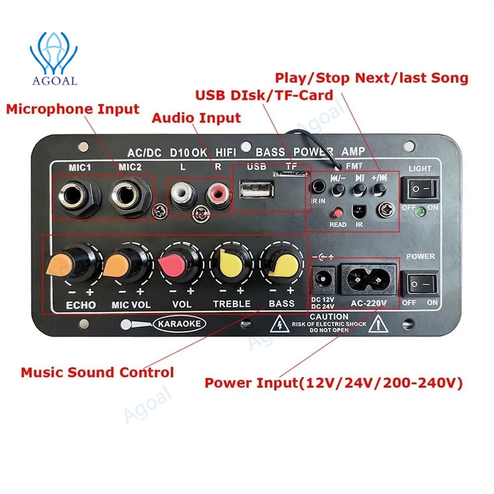 Amplificateur stéréo numérique AC 220V 12V 24 V, p... - Grandado