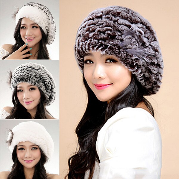Newly Winter Beret Faux Fur Hat Women Soft Warm Caps Knitted Accessory Comfortable Outdoor