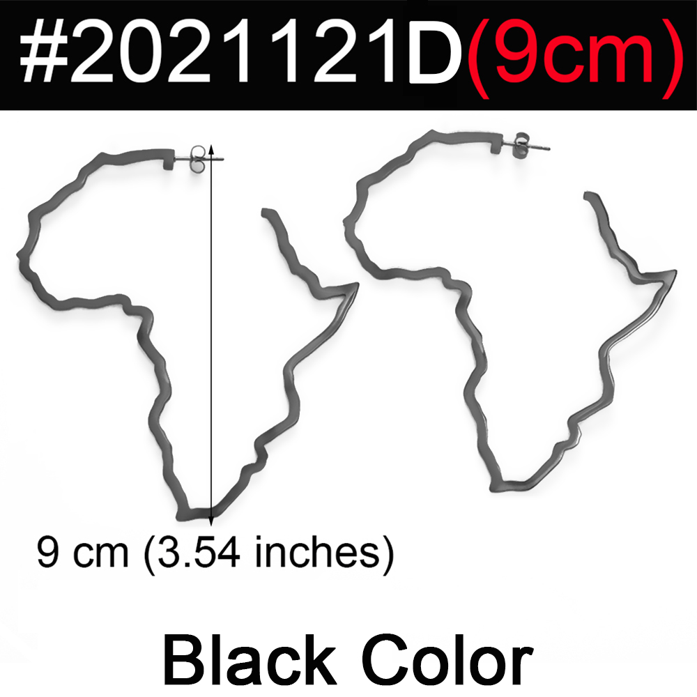 7CM/9CM Outline Africa Map Big Earrings Exaggerate Earring African Jewelry Traditional Ethnic Hyperbole Earrings #201121: SILVER PLATED
