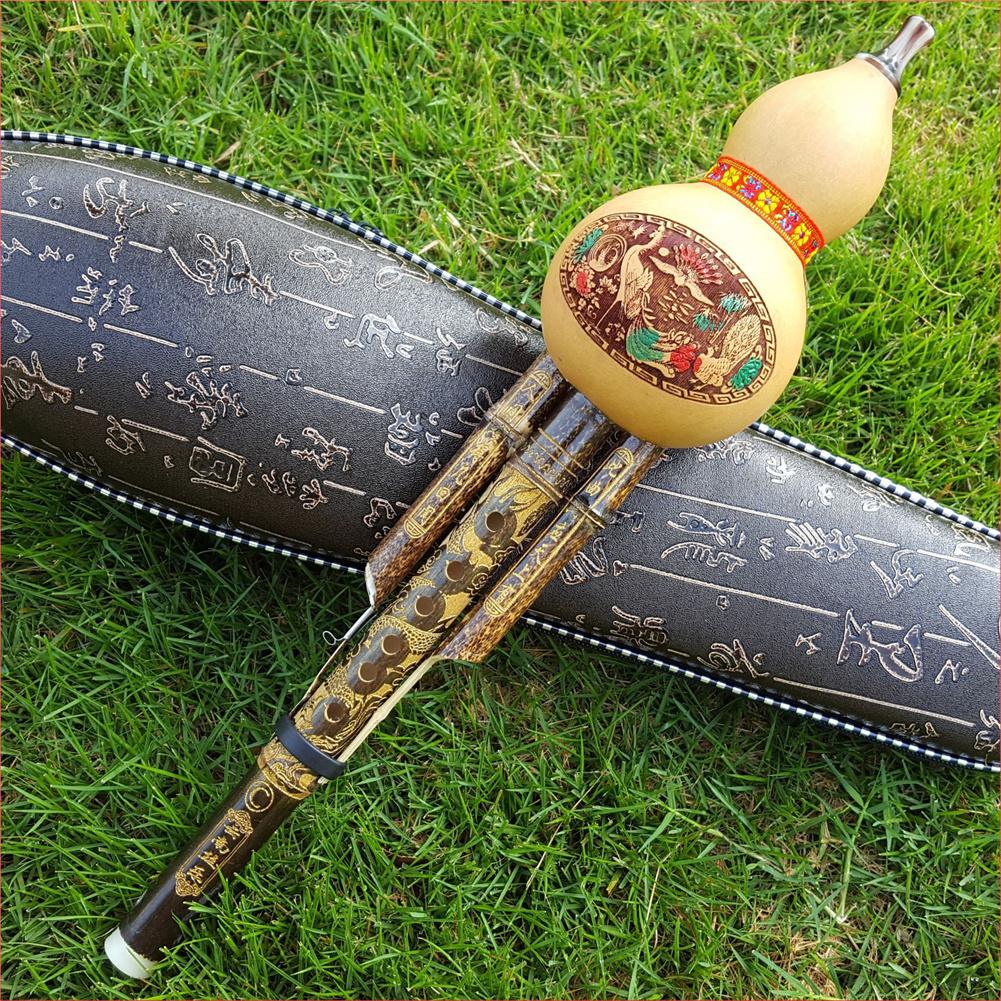 Chinese Handmade Hulusi Bamboo Gourd Cucurbit Flute Ethnic Musical Instrument For Beginner Music Lovers With Packing Box: B flat
