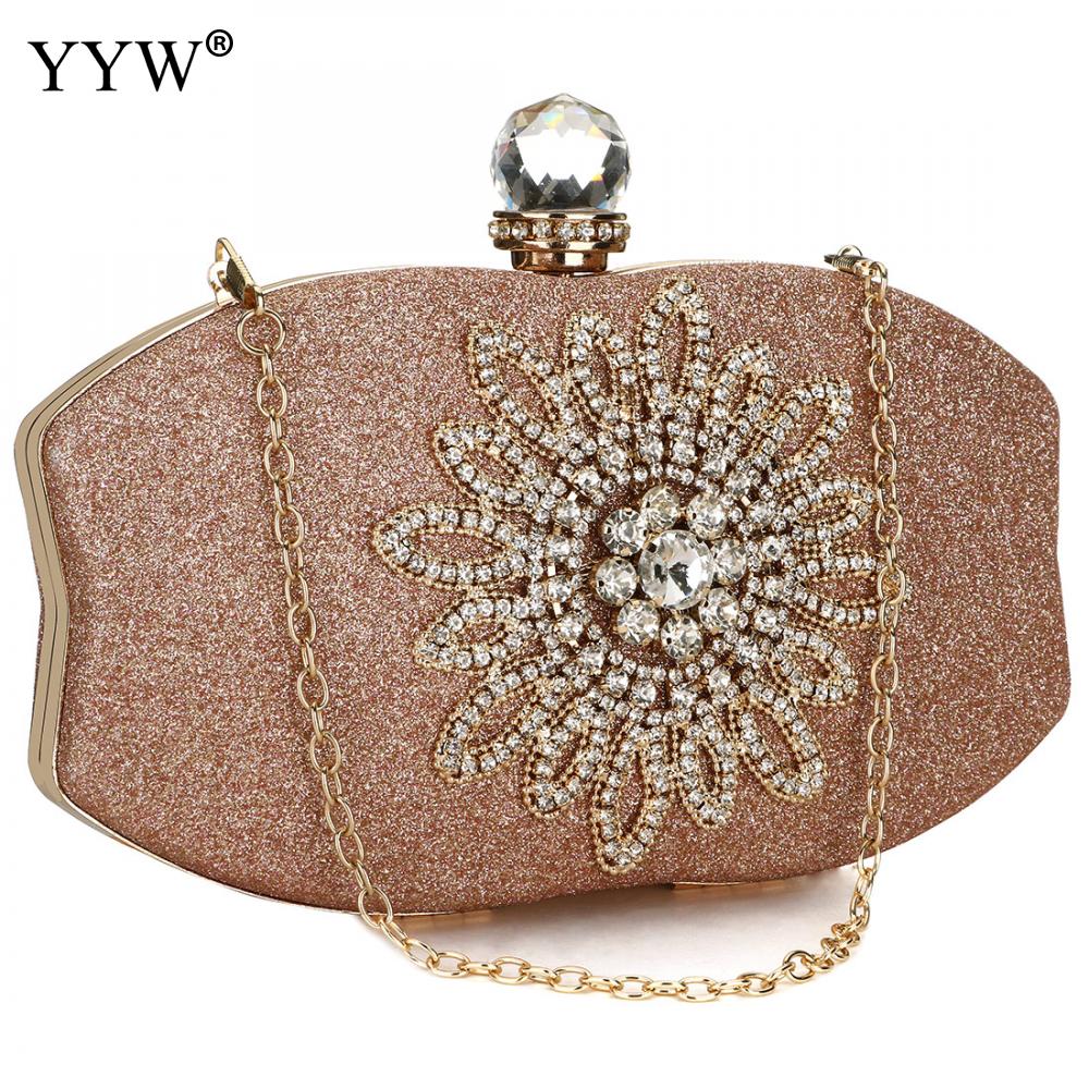 Floral cristal embrague bolsas para las mujeres boda embragues monedero rosa de plata Mujer carteras Mochilas de Mujer