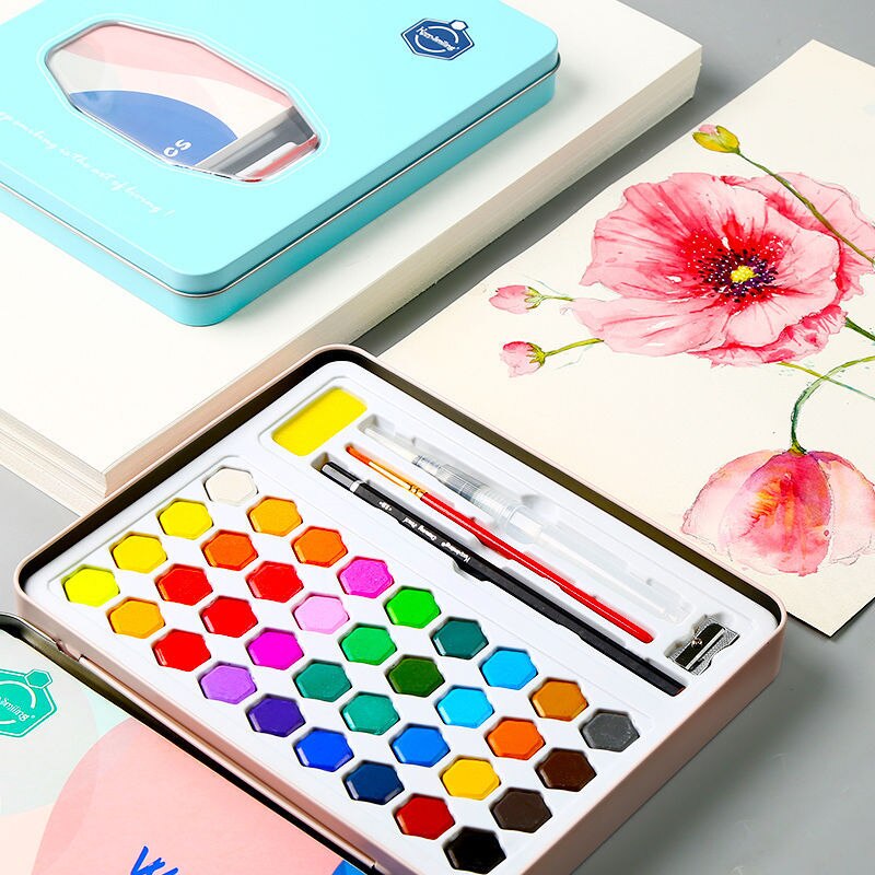 Professionele 36 Kleuren Solid Aquarel Verf Set Met Kwast School Water Kleur Pigment Set Art Supplies Voor Kunstenaar