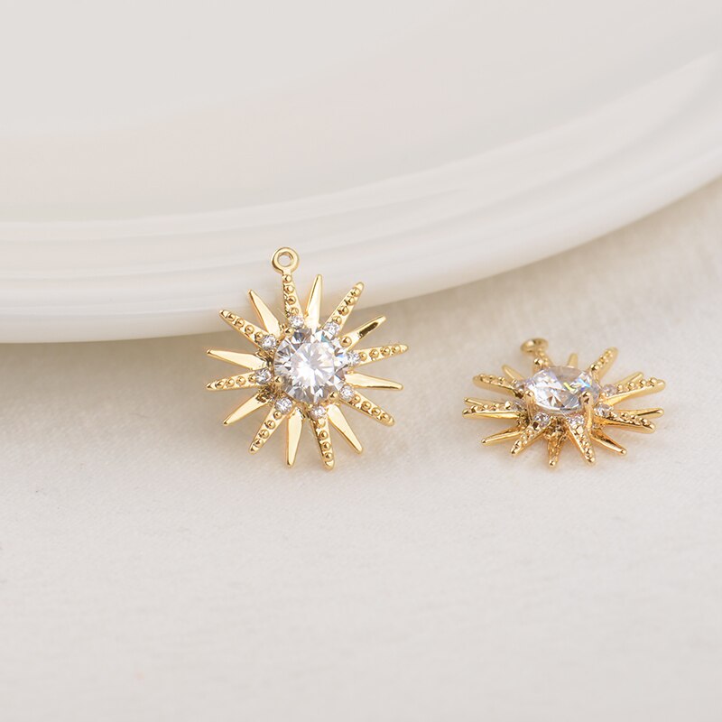 4Stck 15x16MM See 0,5 MM 24K Gold Farbe Durcheinander mit Zirkon Stern Anhänger Reize Diy Schmuck Erkenntnisse Zubehör