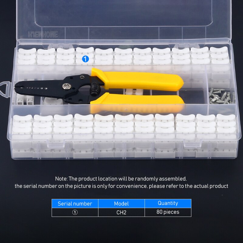 80 stk kabelstik sæt universal  ch2 to-positions push-type terminal tang &amp; crimper 2 in 1 quick connect wire håndværktøj