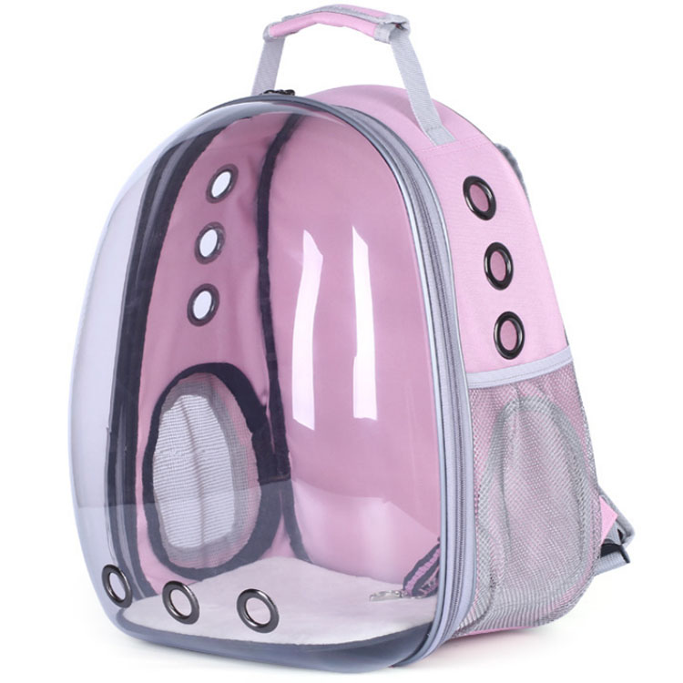 Top Astronaut Space Capsule Ademend Auto Bike Venster Bubble Kat Hond Reizen Draagtas Transparante Pet Carrier Rugzak: Pink(Without Cover)