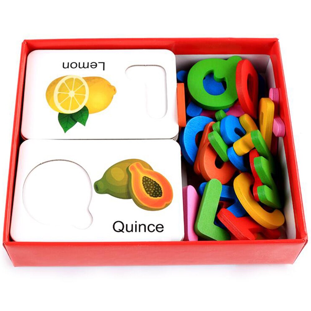 Træ tidlig uddannelse baby læring abc alfabet brev kort kognitive pædagogiske legetøj til børn frugt grøntsag puslespil  #40