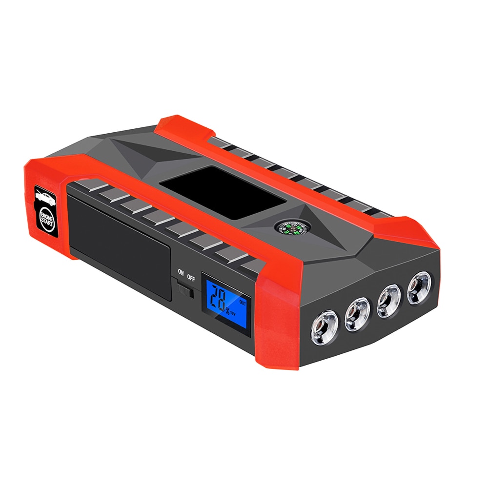 Démarreur de saut de voiture Portable, Booster de batterie, avec Port de charge intelligent, boussole, écran LCD et lumière LED, 1000a, 89800mAh