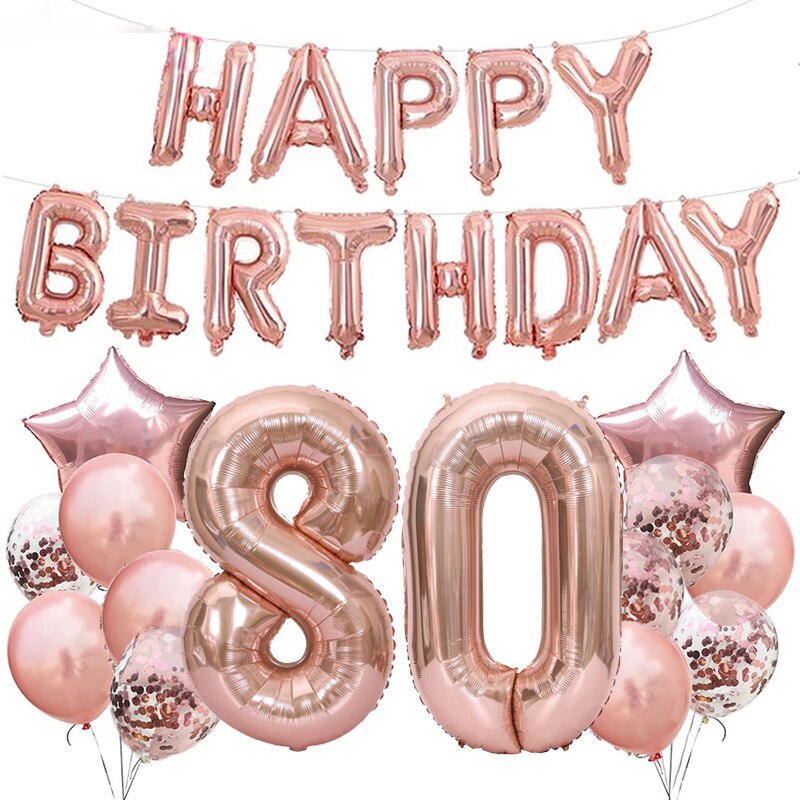 32 Inch Rose Gold Happy 30 Years Old Birthday Party Decorations Adult Number Balloon 18 21 40 50 60 70 80 Birthday Decor Globos