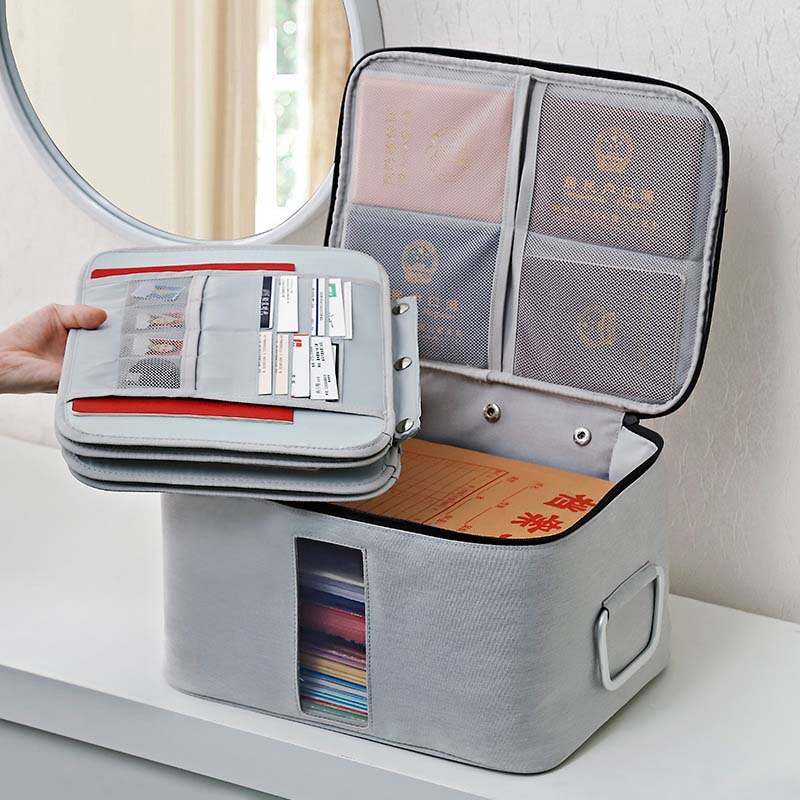 Files Bag Briefcase Document Certificates Organizer Multilayer Large Capacity Travel Document Storage Bag Box Home Office Use